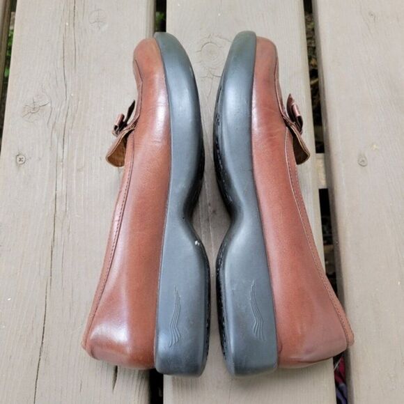 Vintage 90s y2k Dansko Danielle Bow Brown Leather Chunky Lolita Slip-on Loafers - Picture 2 of 7
